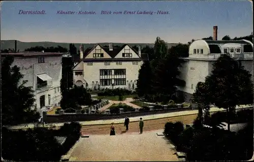 Ak Darmstadt in Hessen, Blick vom Ernst Ludwig Haus auf die Künstler Kolonie