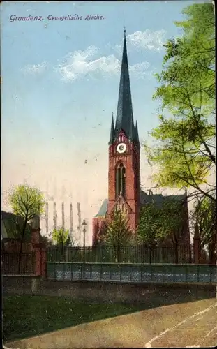 Ak Grudziądz Graudenz Westpreußen, Evang. Kirche