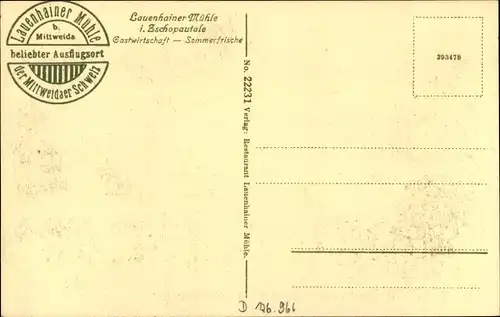 Ak Lauenhain Mittweida in Sachsen, Lauenhainer Mühle im Zschopautal