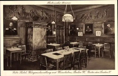 Ak Berlin, Weingroßhandlung, Historisches Zimmer, Unter den Linden 21