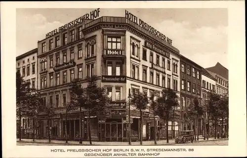 Ak Berlin Kreuzberg, Hotel Preussischer Hof, Stresemannstraße 88