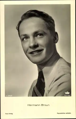 Ak Schauspieler Hermann Braun, Portrait, Ross 3315/1
