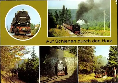 Ak Deutsche Eisenbahn, Harzquerbahn, Auf Schienen durch den Harz, Dampflok