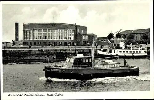 Ak Wilhelmshaven in Niedersachsen, Strandhalle, Schiffe