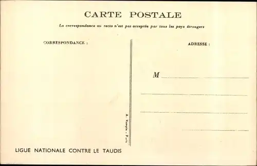 Künstler Ak Poulbot, Francisque, Ligue Nationale contre le Taudis, Kinder und Schwein in einer Küche