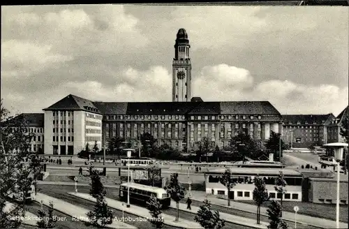 Ak Buer Gelsenkirchen im Ruhrgebiet, Rathaus und Autobusbahnhof