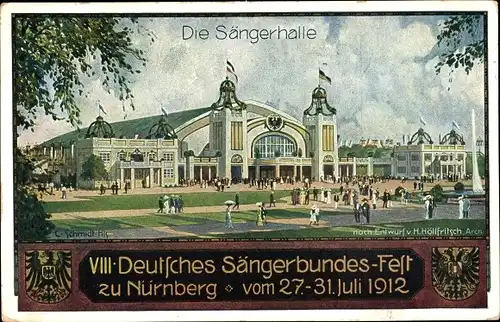 Ganzsachen Ak Nürnberg in Mittelfranken Bayern, 8. Deutsches Sängerbundesfest 1912, Sängerhalle