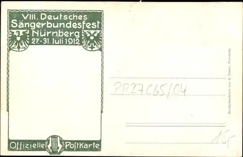 Ganzsachen Ak Nürnberg in Mittelfranken Bayern, 8. Deutsches Sängerbundesfest 1912, Sängerhalle