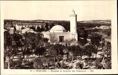 Ak Mascara Algerien, Mosquee et Quartier des Chasseurs