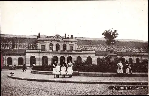 Ak Kortrijk Courtrai Westflandern, La gare, Bahnhof
