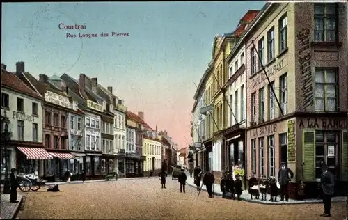 Ak Kortrijk Courtrai Westflandern, Rue Longue des Pierres