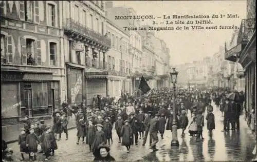 Ak Montluçon Allier, La Manifestation du 1er Mai