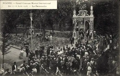 Ak Roanne Loire, Grand Concours Musical International, les Promenades