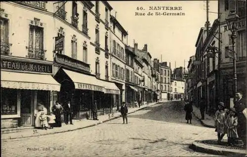 Ak Nanterre Hauts de Seine, Rue de St. Germain, Straßenpartie, Geschäfte
