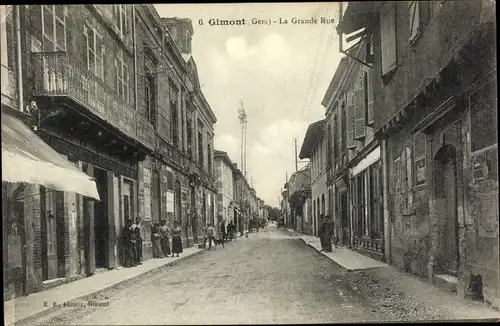 Ak Gimont Gers, La Grande Rue, Anwohner