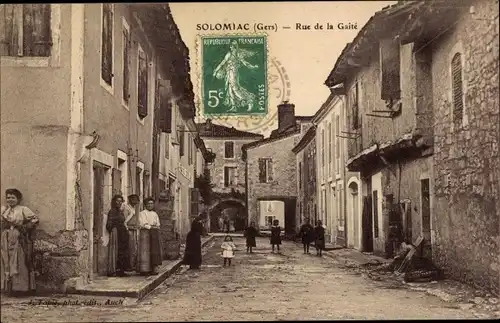 Ak Solomiac Gers, Rue de la Gaite
