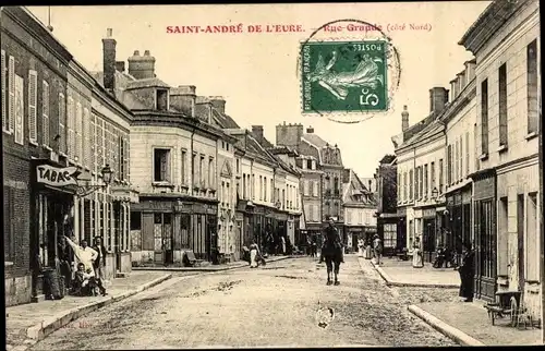 Ak Saint André de l'Eure Eure, Rue Grande, Tabac Geschäft