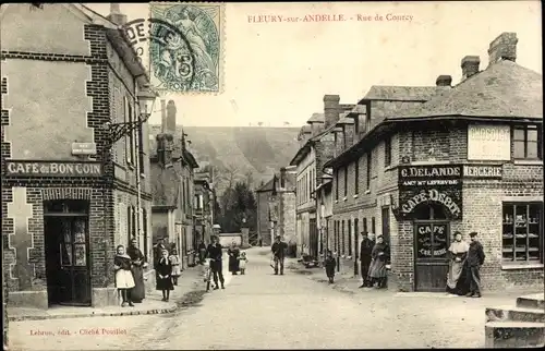 Ak Fleury sur Andelle Eure, Rue de Courcy, Café