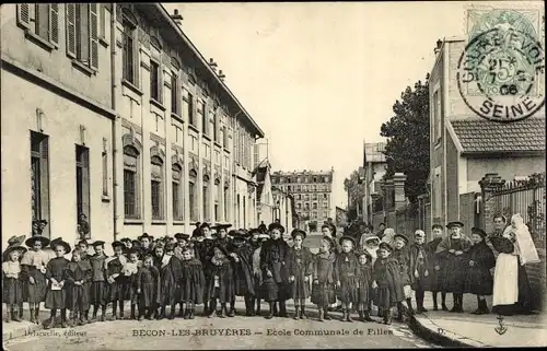 Ak Bécon les Bruyères Hauts de Seine, Ecole Communale de Filles