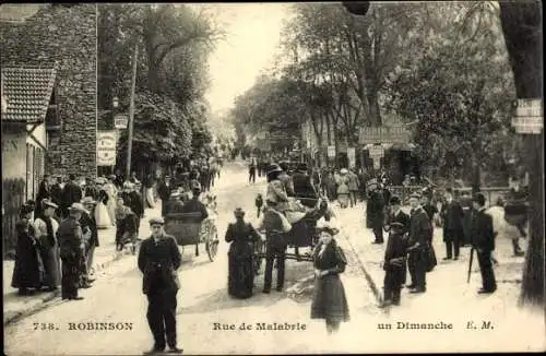 Ak Robinson Hauts de Seine, Rue de Malabrie un Dimanche