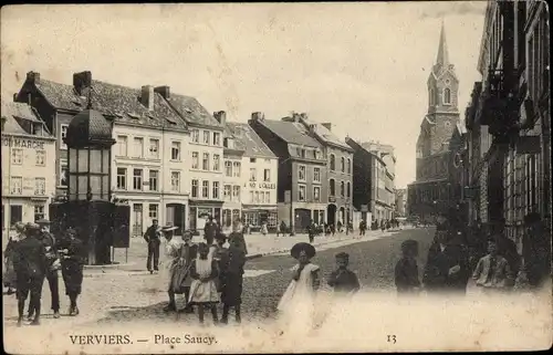 Ak Verviers Wallonien Lüttich, Place Saucy