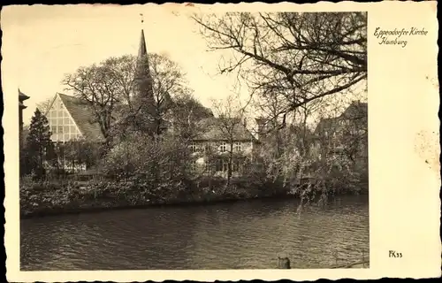 Ak Hamburg Nord Eppendorf, Eppendorfer Kirche, Wasseransicht