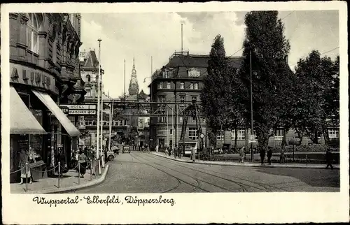 Ak Elberfeld Wuppertal, Döppersberg, Straßenpartie, Hotel Europäischer Hof, Schwebebahn