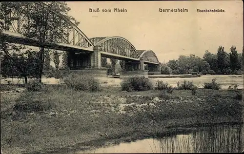 Ak Germersheim am Rhein, Eisenbahnbrücke