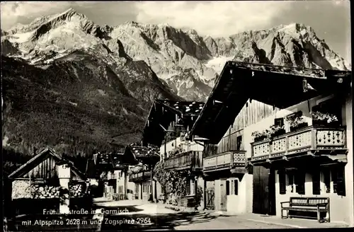 Ak Garmisch Partenkirchen in Oberbayern, Frühlingsstraße, Panorama
