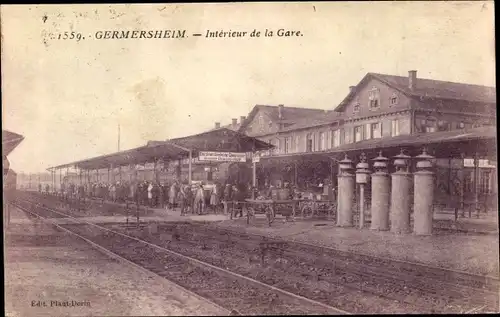Ak Germersheim am Rhein, Interieur de la Gare, Bahnschienen