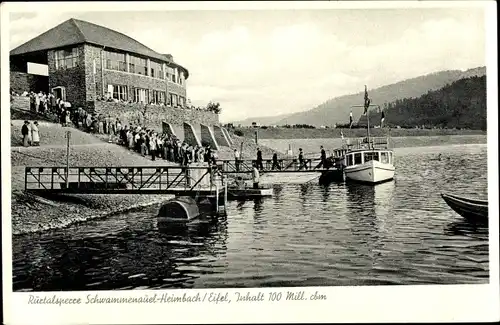 Ak Heimbach in der Eifel, Rurtalsperre Schwammenauel, Anlegestelle, Der Seehof, Inh. Carl Arens