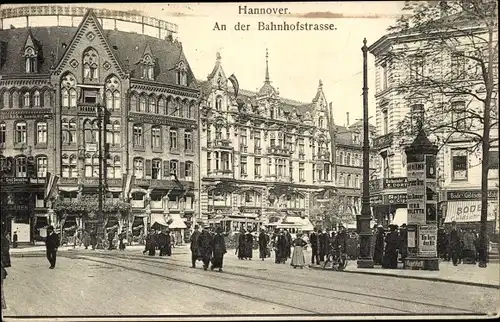 Ak Hannover in Niedersachsen, Bahnhofstraße, Litfaßsäule