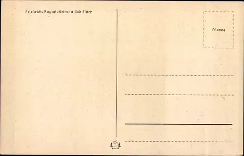 Ak Bad Elster im Vogtland, Friedrich-August-Heim, Außenansicht mit Bäumen