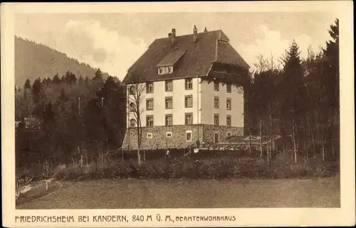 Ak Friedrichsheim Malsburg Marzell im Schwarzwald, bei Kandern, Beamtenwohnhaus