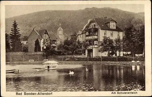 Ak Bad Sooden Allendorf an der Werra Hessen, Am Schwanenteich, Schwanenhaus, Schwäne