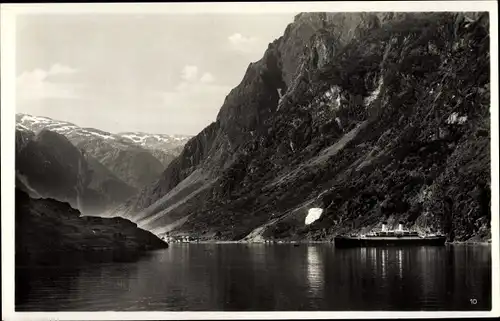 Ak Gudvangen Norwegen, Panorama, Dampfer