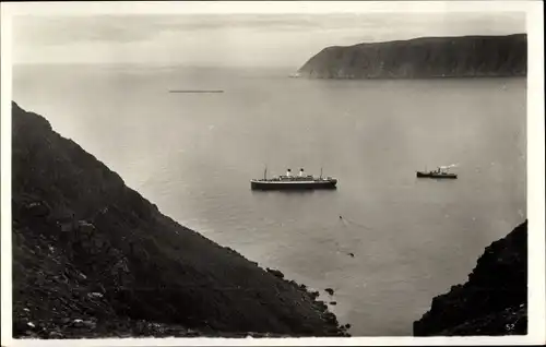 Ak Hornvika Nordkap Norwegen, Panorama, Dampfer