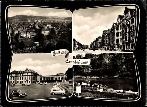 Ak Saarbrücken im Saarland, Ortsansicht, Straßenpartie, Fluss