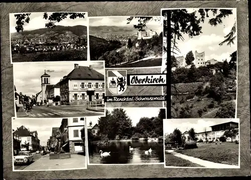 Ak Oberkirch im Renchtal Baden, Wappen, Ortsansichten, See, Burg