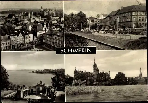 Ak Schwerin in Mecklenburg, Blick vom Dom, Schweriner See, Thälmannstraße, Schloss