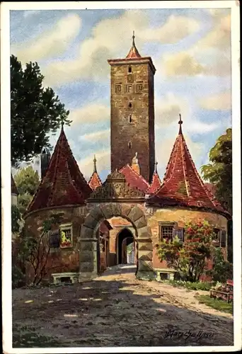 Künstler Ak Marschall, V., Rothenburg o.T., Weg zum Burgtor