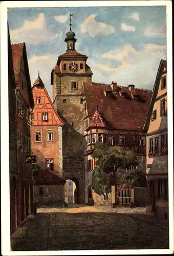 Künstler Ak Marschall, V. Rothenburg ob der Tauber, Weißer Turm und Tanzhaus