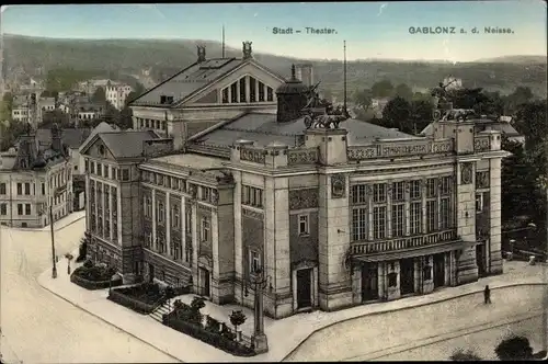Ak Jablonec nad Nisou Gablonz an der Neiße Region Reichenberg, Stadttheater