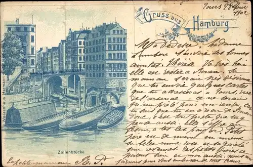 Litho Hamburg Mitte Altstadt, Zollenbrücke