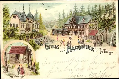 Litho Dresden Pillnitz, Meixmühle im Friedrichsgrund, Der Wendenhof