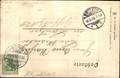 Präge Passepartout Ak Dresden Langebrück, Blick auf Wohnhäuser