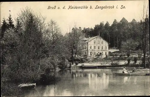 Ak Dresden Langebrück, Haidemühle, See