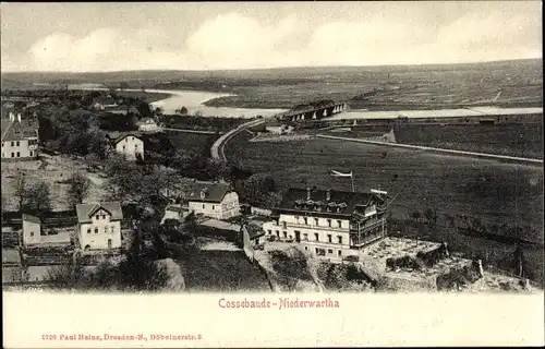 Ak Dresden Cossebaude Niederwartha, Gesamtansicht