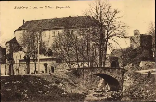 Ak Radeberg in Sachsen, Schloss Klippenstein, Brücke
