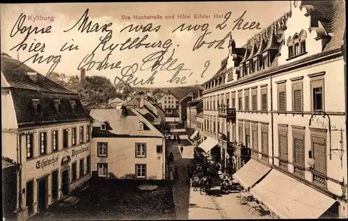 Ak Kyllburg in der Eifel Rheinland Pfalz, Hochstraße, Hotel Eifeler Hof